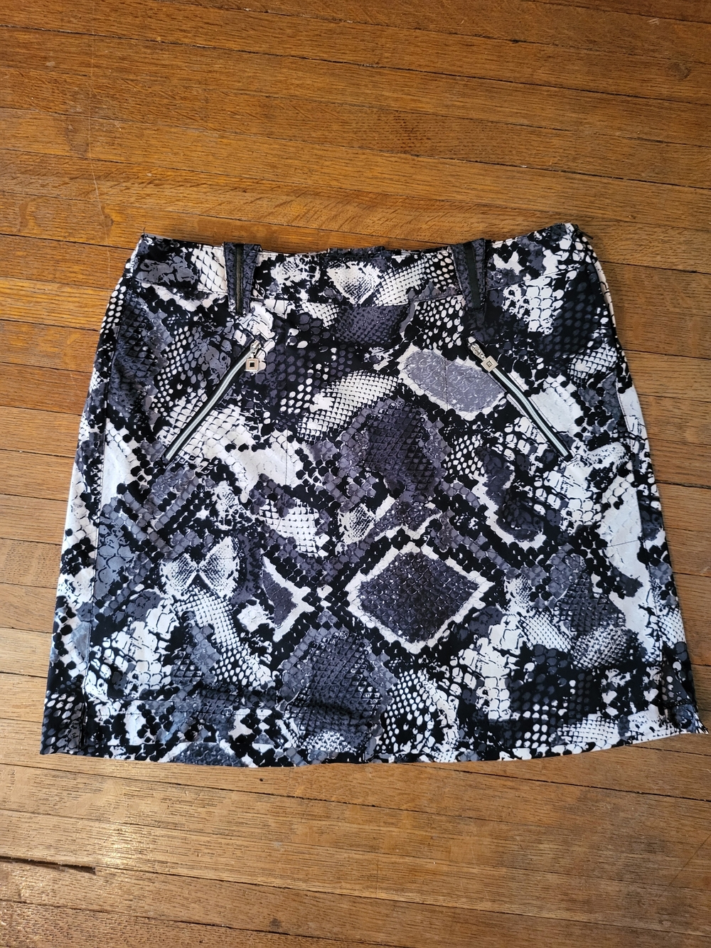 jamie sadock Black and White Snake-Print Golf Skort